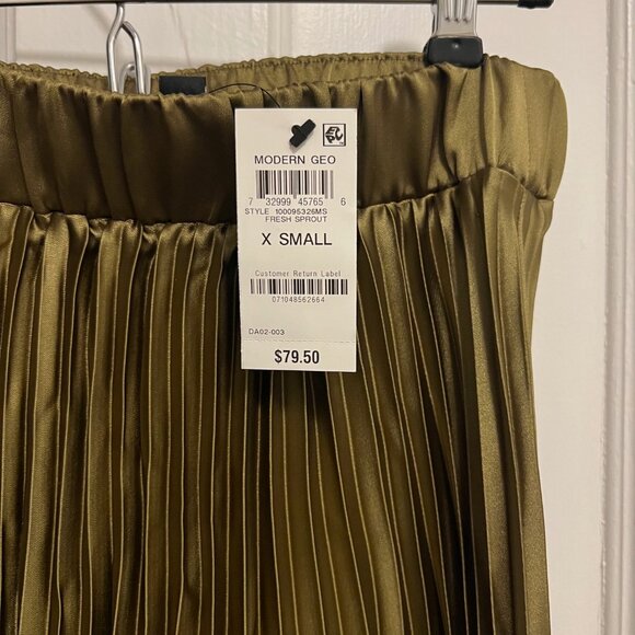 women's silky accordion pleated skirt chartreuse green size xs - Picture 8 of 13